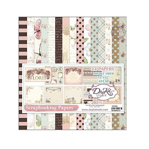 Papier - Scrapbook papier Flowers 12x12 - 18342263_