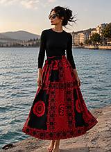 Sukne - AFRICKÁ SUKNĚ - ČERVENÝ DESIGN NA ČERNÉ - 18344526_