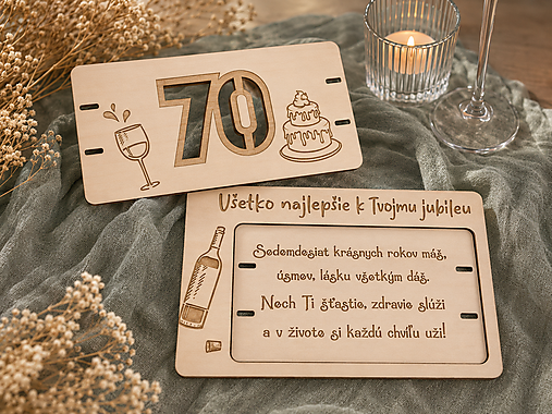 Darčekové poukážky - Drevená obálka na peniaze k jubileu - 18348308_