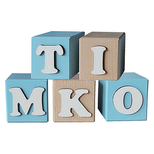 Bukové kocky s menom maľované 5,5cm