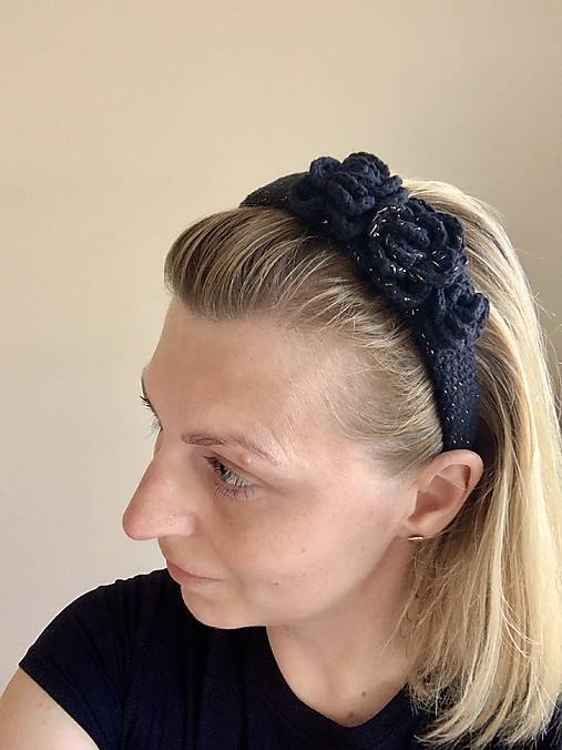 Čiapky, čelenky, klobúky - Kvetinová čelenka Floral Romance  - Midnight Bloom - 18348306_