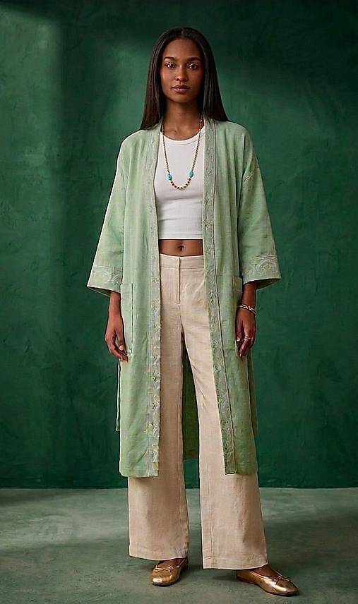 Kimoná - Ľanové kimono ETNO - 18347423_