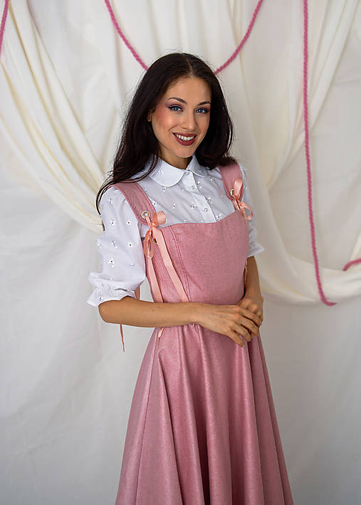 Biela madeirová blúzka so "smocking" siluetou 