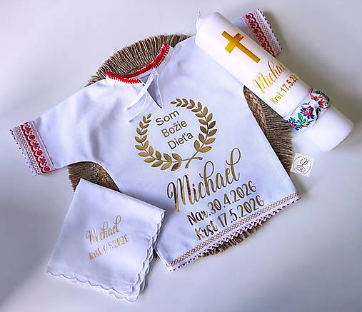 Detské doplnky - Krstná košieľka + doplnky - 18352942_