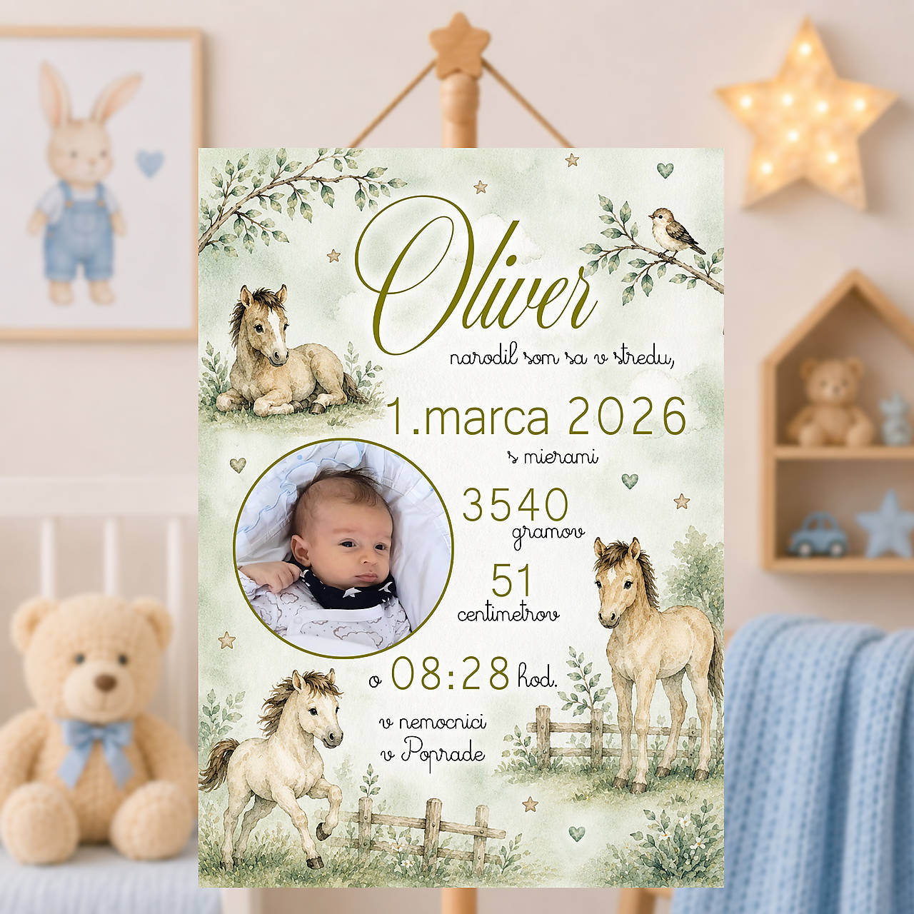 Tabuľka pre bábätko Koníky DT14