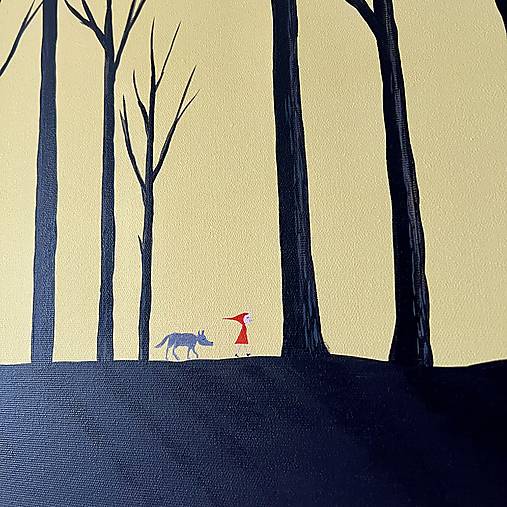 Úsvit v lese, Red a vlk, originál 40x40