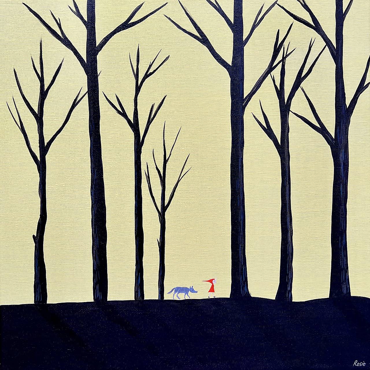 Úsvit v lese, Red a vlk, originál 40x40