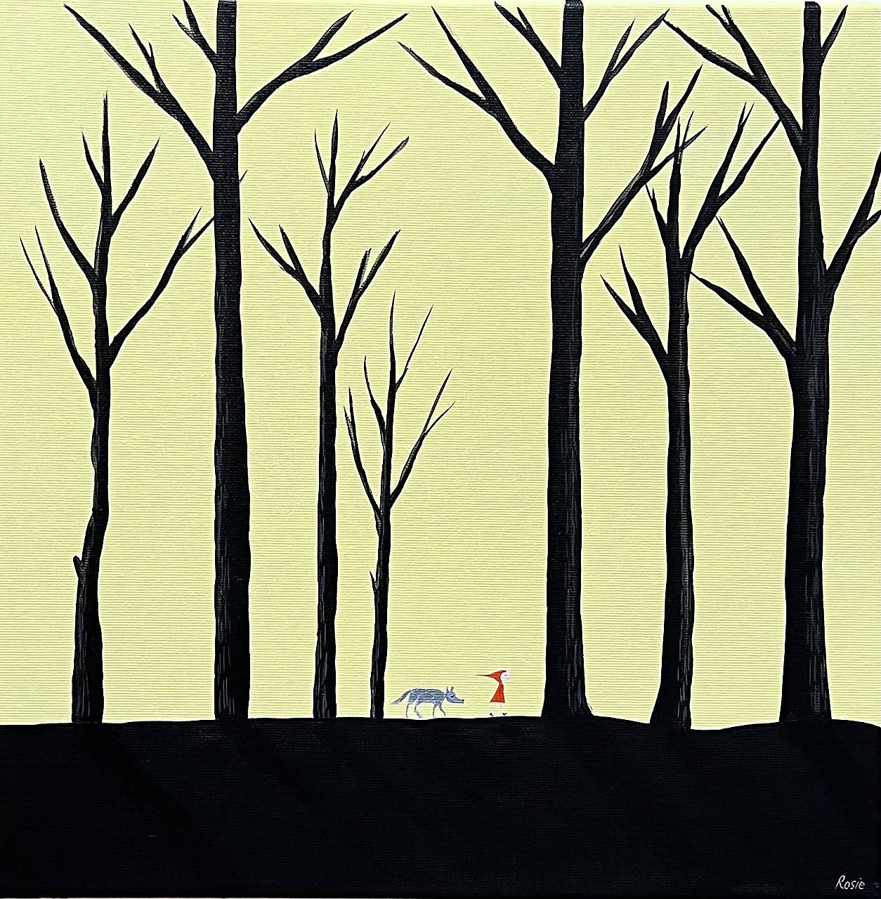 Úsvit v lese, Red a vlk, originál 40x40