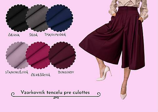 Burgundy tencelové culottes so záhybmi