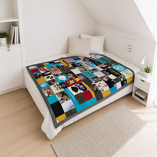 Detský textil - Spomienková deka z tričiek s fotkami 140x195cm - 18356005_