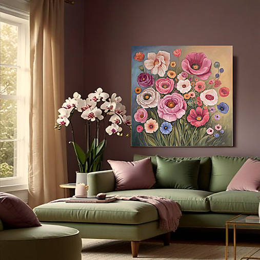 Obrazy - Kvety_olej 60x60 - 18354998_