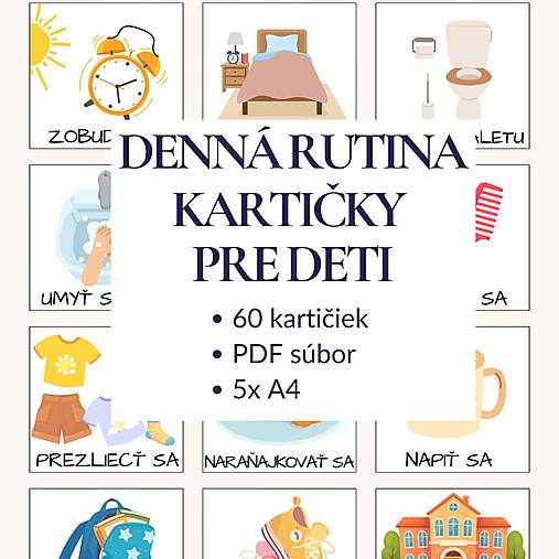 Grafika - Denná rutina – komunikačné kartičky pre deti PDF ranná rutina, večerná rutina - 18356031_