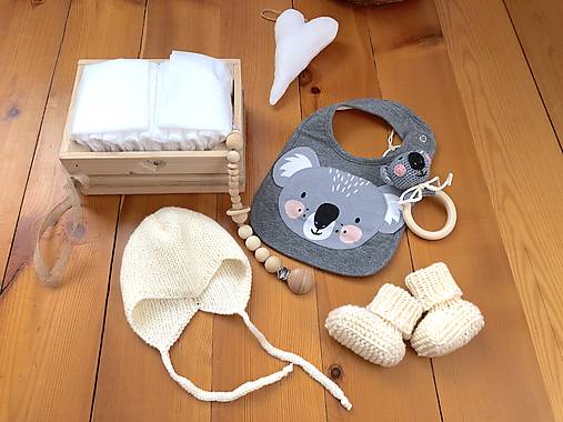 Detské súpravy - Baby box-koala malá bielo-šedá súprava - 18356920_