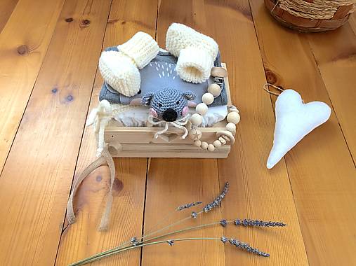 Detské súpravy - Baby box-koala malá bielo-šedá súprava - 18356924_