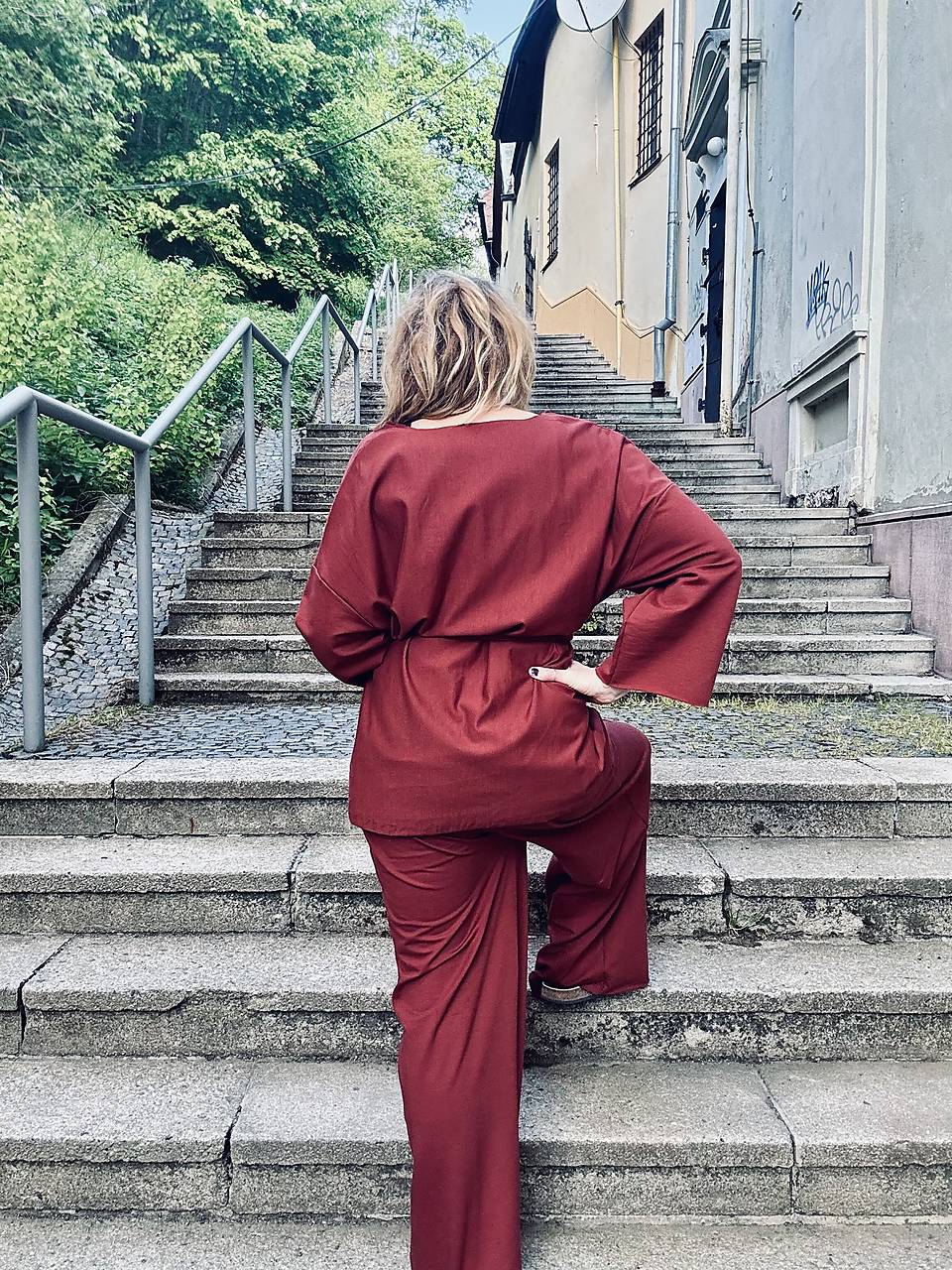 kimono set z teplakoviny skoricova