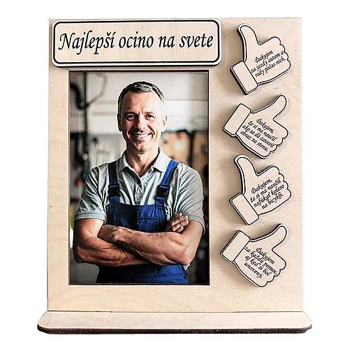 Rámiky - Personalizovaný drevený fotorámik pre otca s vlastným textom - 18359769_