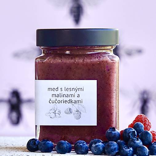 Včelie produkty - med s lesnými malinami a čučoriedkami - 18361277_