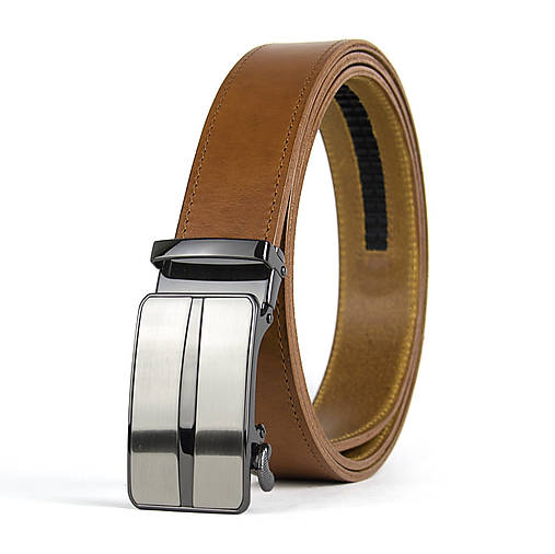 Opasky - Kožený opasok s automatickým zapínaním EBENE (Oranžová) - 18360889_
