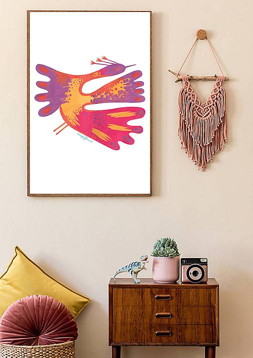 Grafika - print - Vták Ohnivák - 18362991_