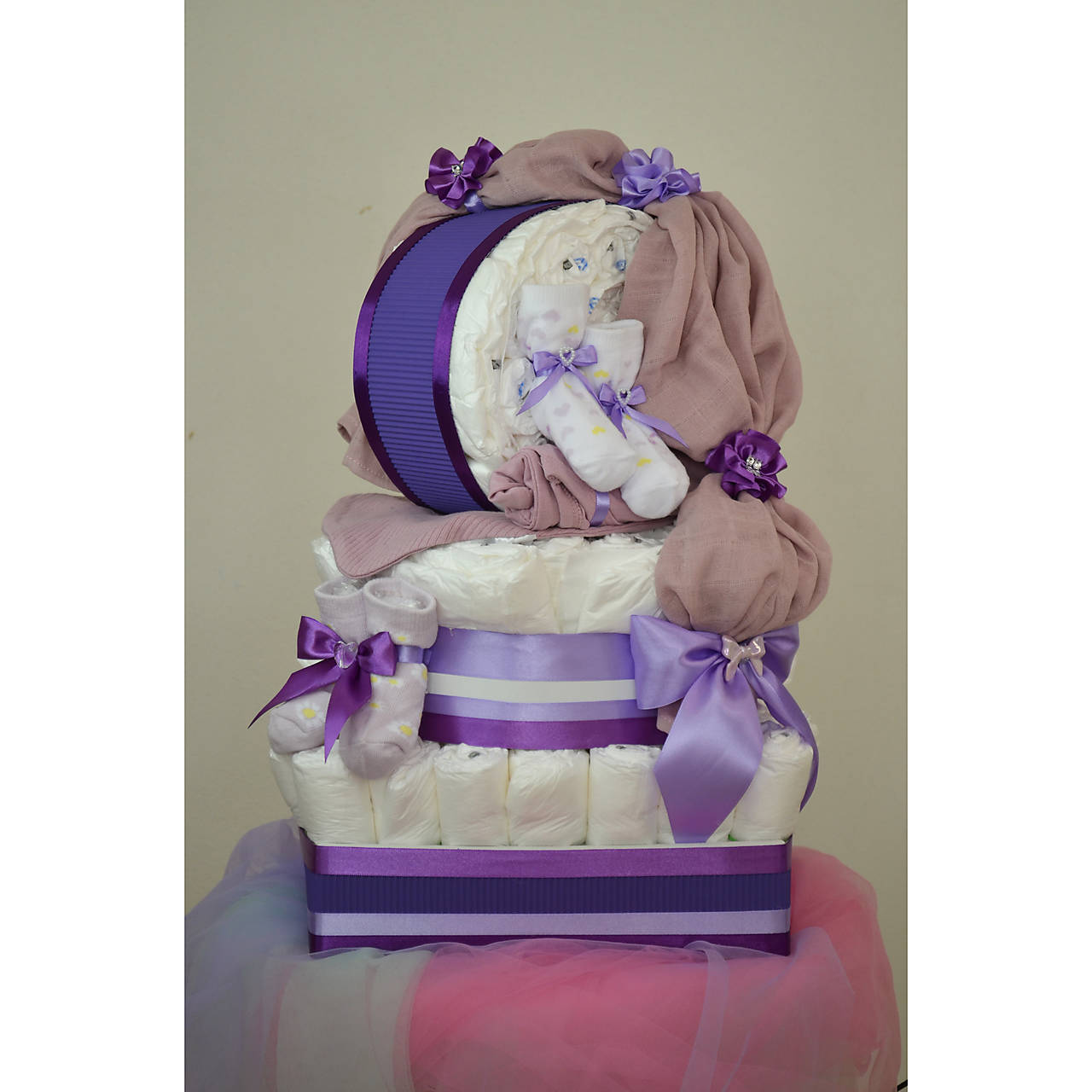 Malé Plienkové torty - zelená, fialová (Veľkosť plienok č.1 (2,5 - 5kg) - Zelená)