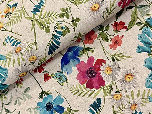 Textil - BAVLNA DEKOR/ FAREBNÉ KVETINY - 18362889_