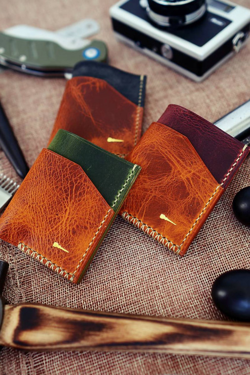 Peňaženky - Kožený cardholder  - 18367509_