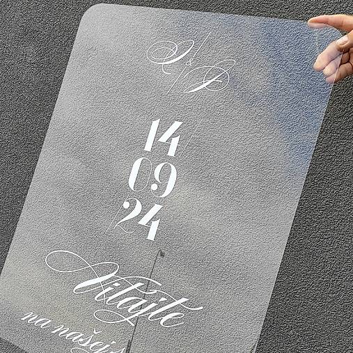 Svadobná uvítacia tabuľa z číreho transparentného akrylu, UT2405