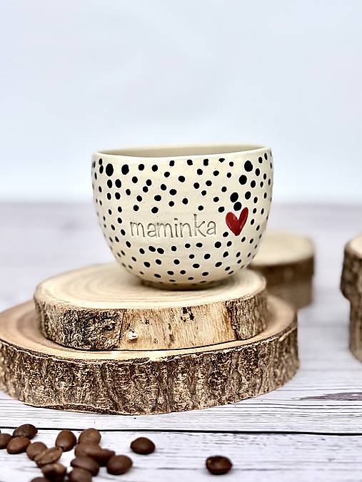 Čierne Bodky - pohárik cappuccino maminka (200ml, bez uška!
