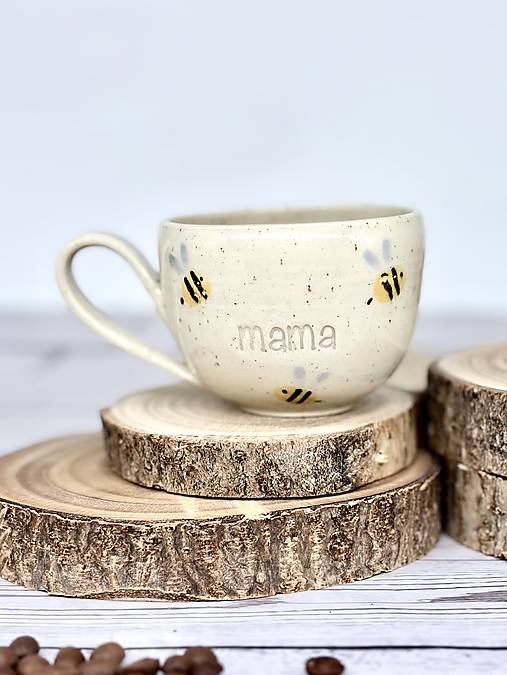 Dotty Bee - šálka cappuccino mama (200ml, s uškom)