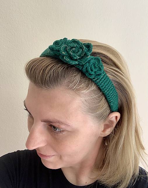 Čiapky, čelenky, klobúky - Kvetinová čelenka Floral Romance -  Emerald Garden - 18370981_