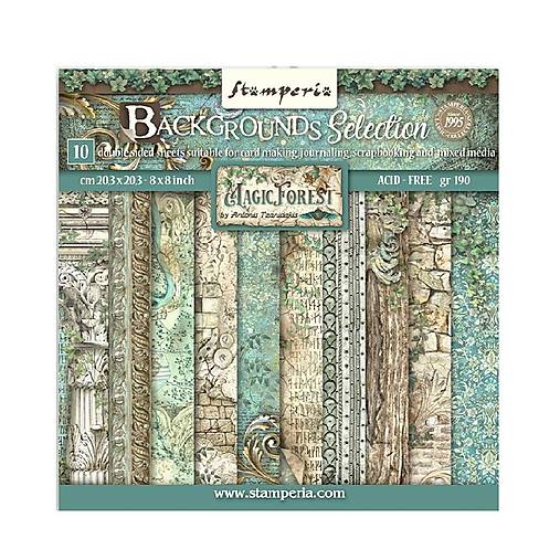 Papier - Scrapbook papier Stamperia Magic Forest Backgrounds Selection 8x8 - 18372783_