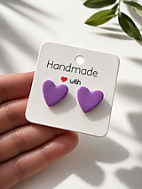 Náušnice - Lavender heart - náušnice z polymérovej hmoty - 18372703_