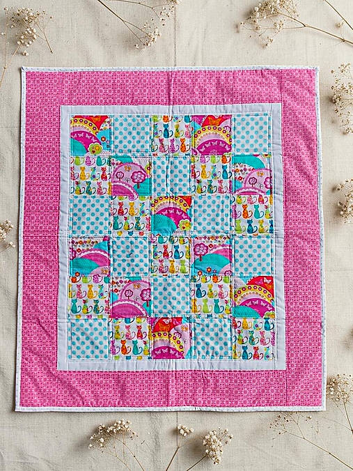 Letná mačacia rozprávka - patchwork detská deka