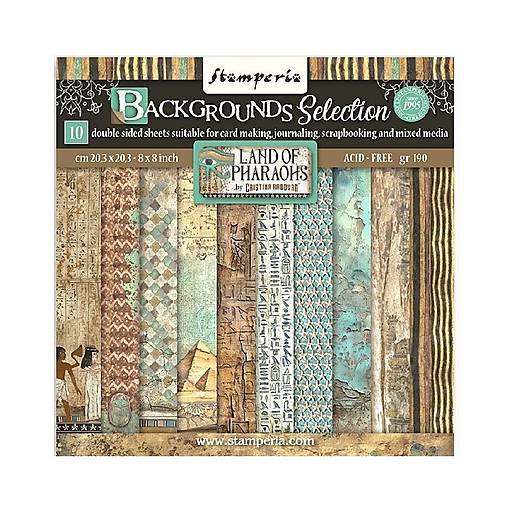 Papier - Scrapbook papier - Land of Pharaohs Backgrounds - Stamperia  - 8x8 - 18375046_