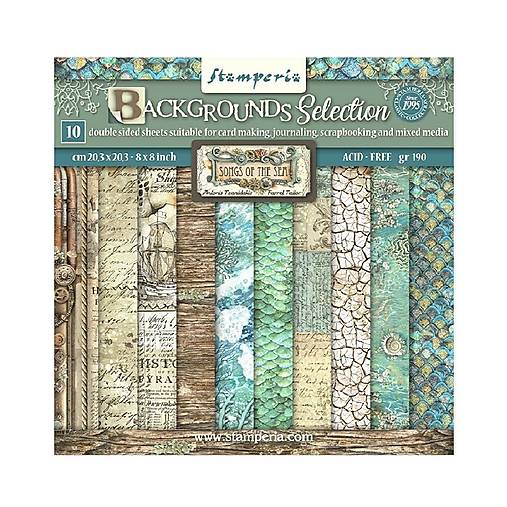 Papier - Scrapbook papier Stamperia 8x8 Songs of the Sea Backgrounds - 18375242_