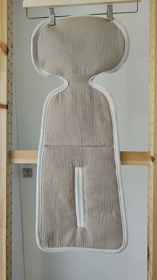 Detský textil - VLNIENKA Podložka do autosedačky vajíčka Avionaut pixel 100% Merino proti poteniu a prechladnutiu Mušelín Beige - 18374502_