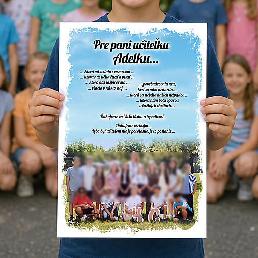 Tabuľa s fotkou pre pani učiteľku štvrtáci  U02