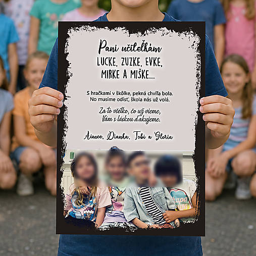 Tabuľa s fotkou pre pani učiteľku škôlka sivá U05
