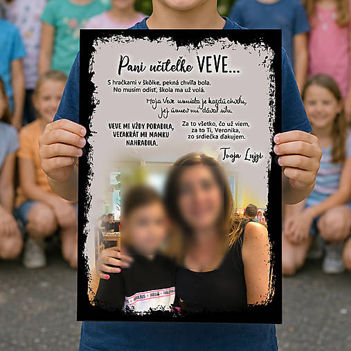 Tabuľa s fotkou pre pani učiteľku škôlka jednotlivec sivá U06
