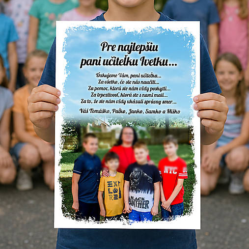 Tabuľa s fotkou pre pani učiteľku štvrtáci  U07