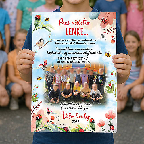 Tabuľka pre pani učiteľku lienky a včielky U10