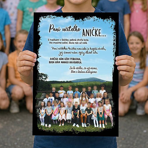 Tabuľa s fotkou pre pani učiteľku predškoláci U13