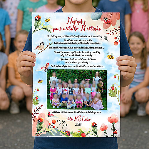 Tabuľka pre pani učiteľku lienky a včielky U16