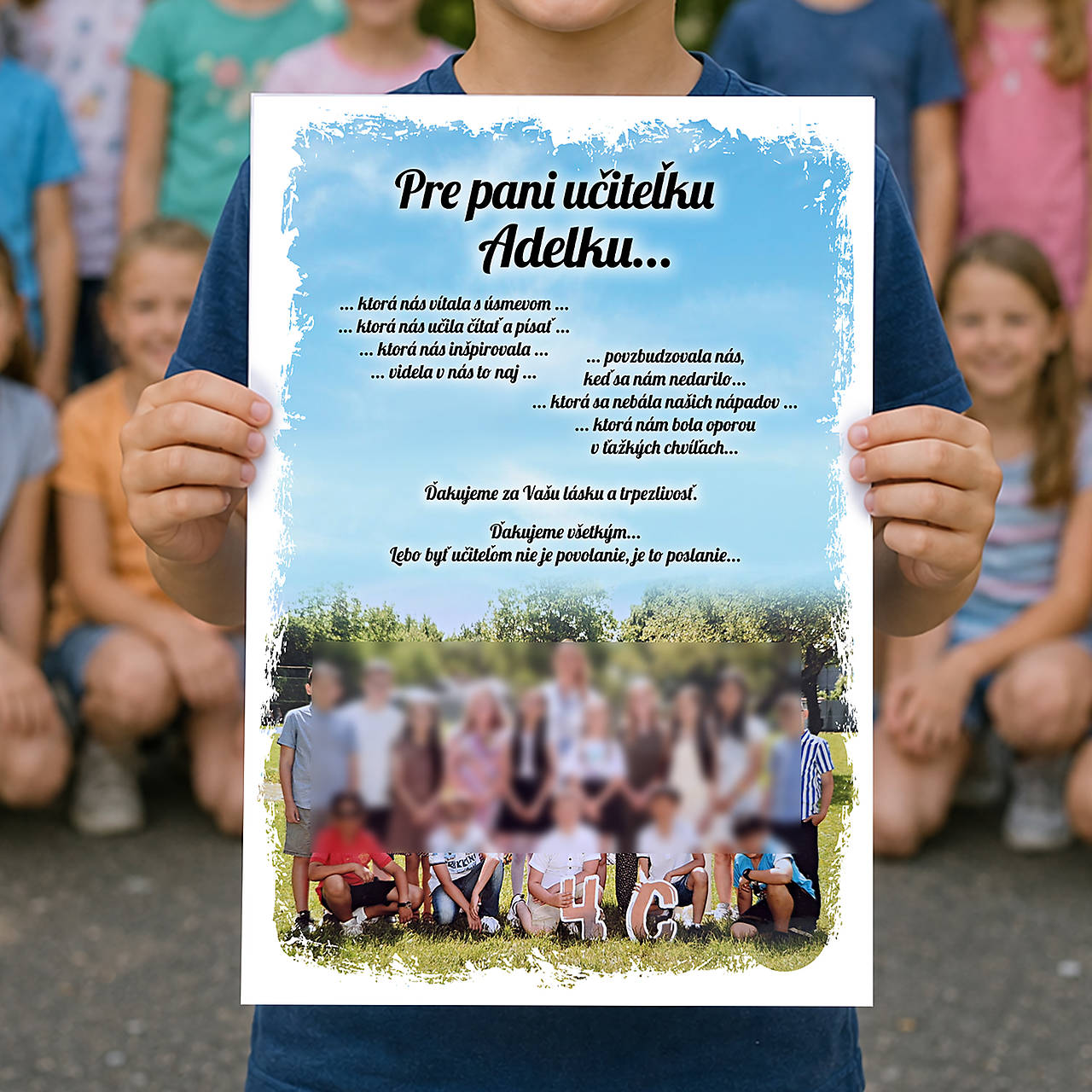 Tabuľa s fotkou pre pani učiteľku štvrtáci  U02