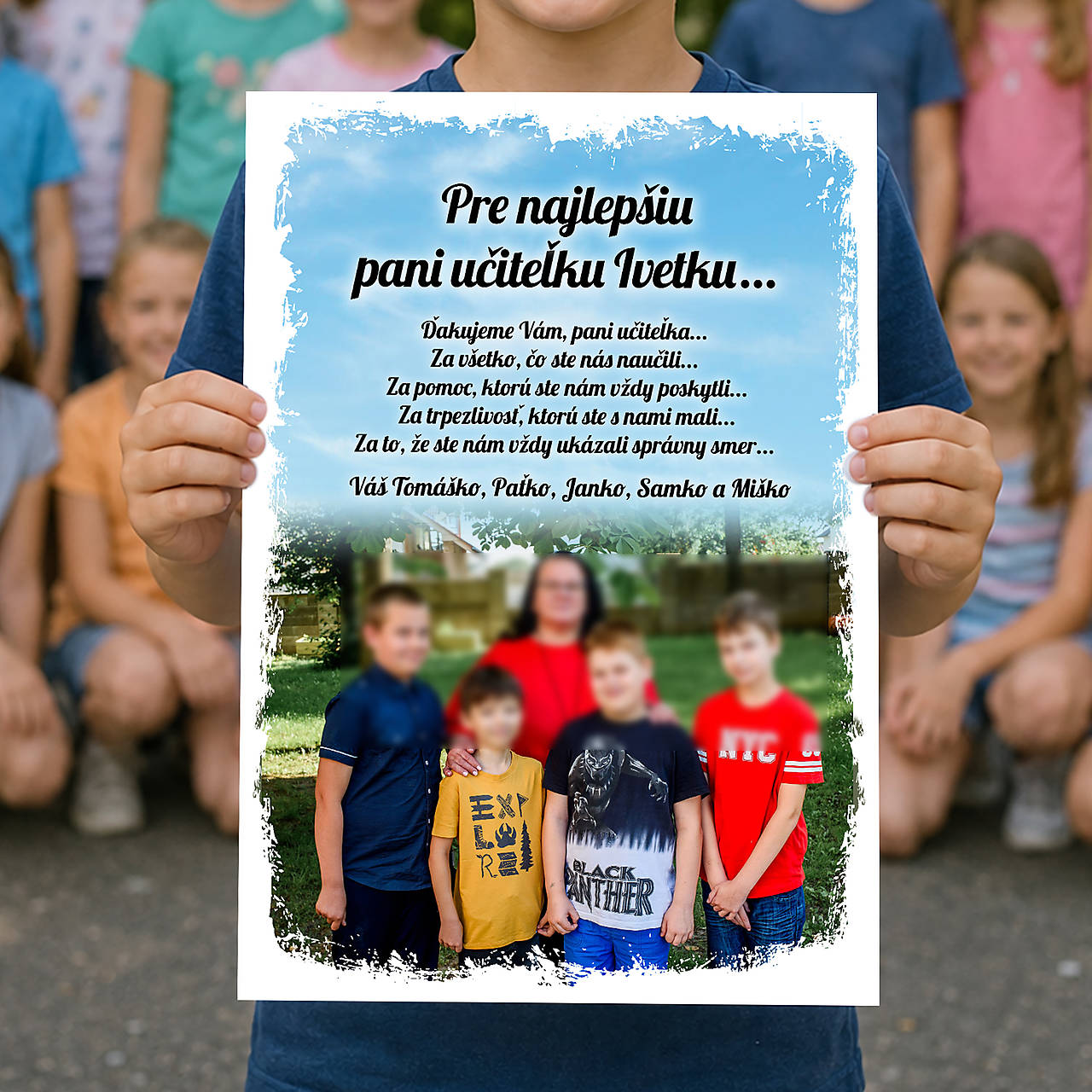 Tabuľa s fotkou pre pani učiteľku štvrtáci  U07
