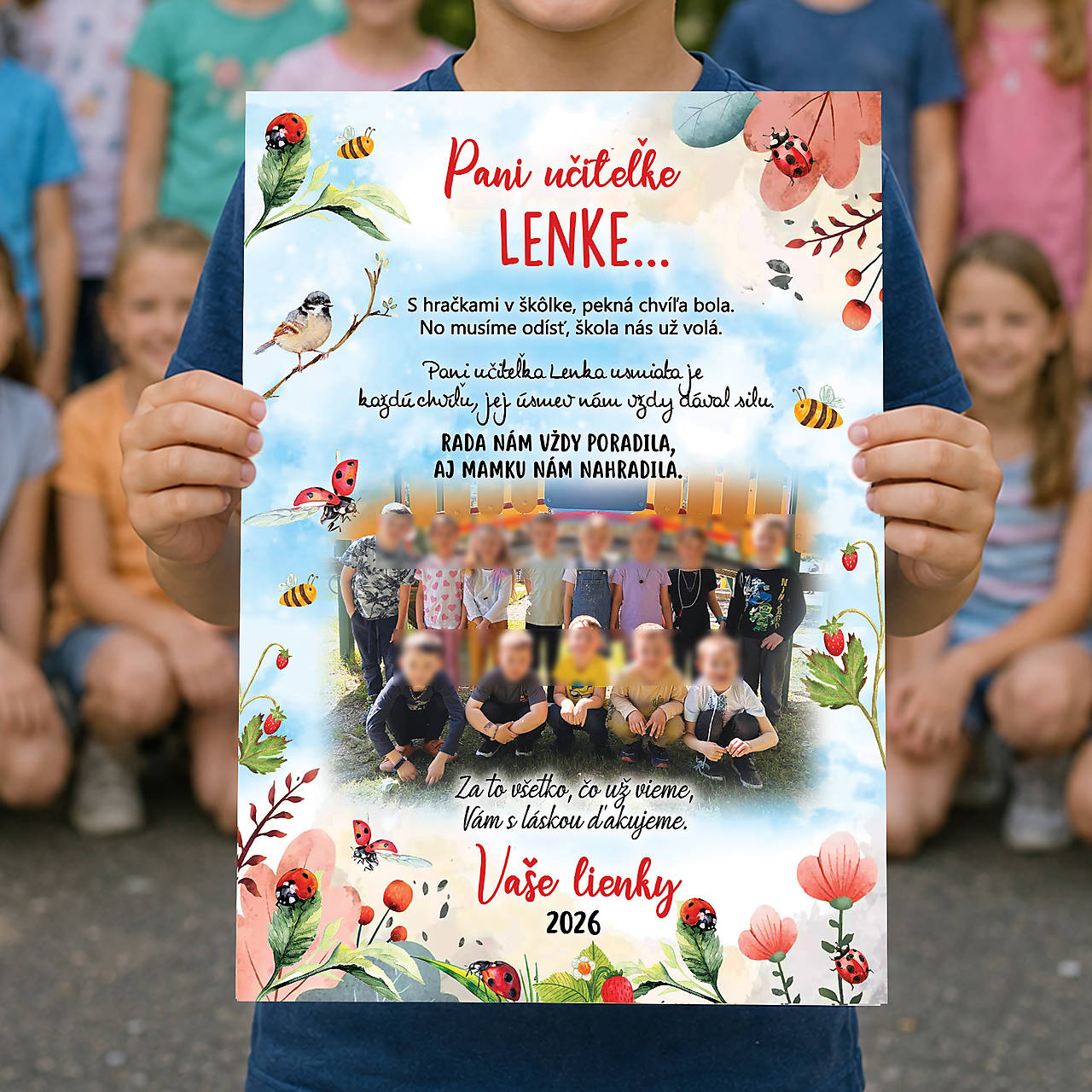 Tabuľka pre pani učiteľku lienky a včielky U10