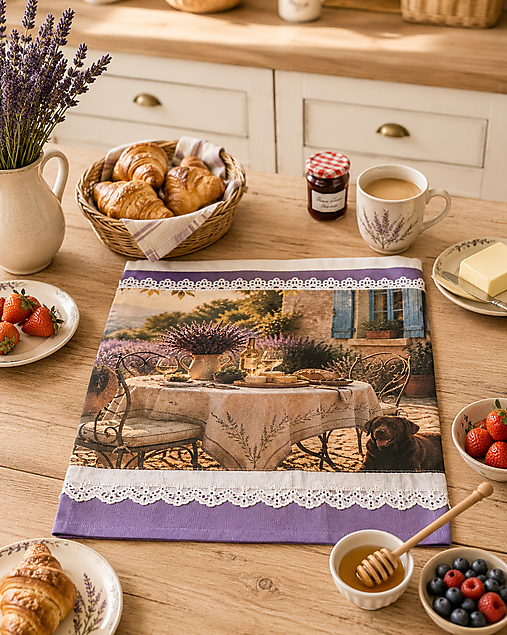 Bavlnená kuchynská utierka 70 × 50 cm – Provensálske ráno – Francúzska kolekcia