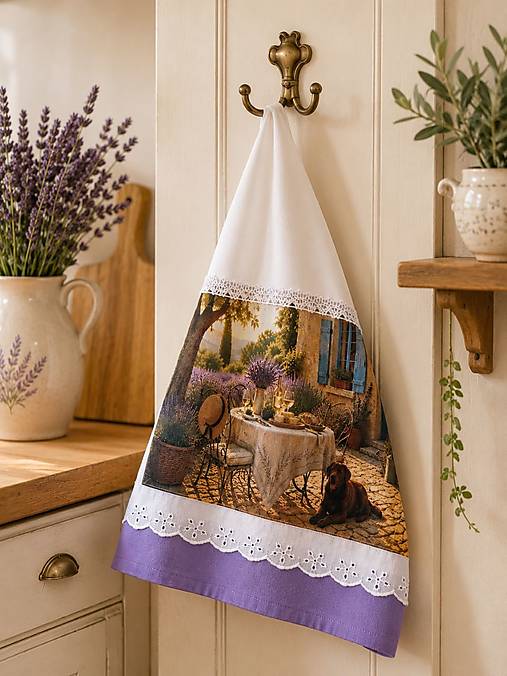 Bavlnená kuchynská utierka 70 × 50 cm – Provensálske ráno – Francúzska kolekcia