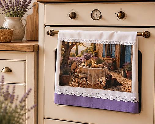 Bavlnená kuchynská utierka 70 × 50 cm – Provensálske ráno – Francúzska kolekcia