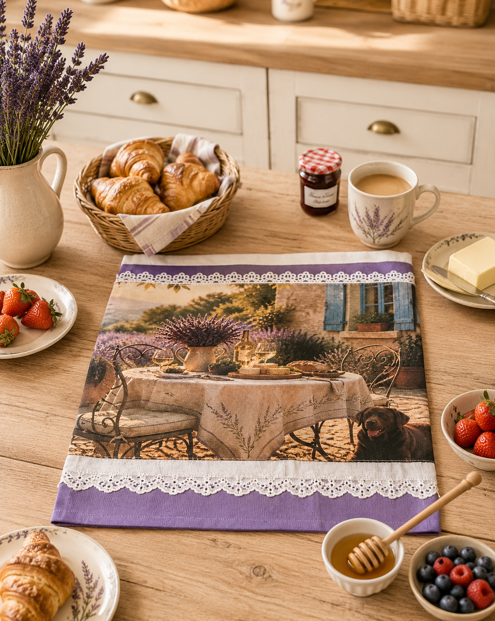 Bavlnená kuchynská utierka 70 × 50 cm – Provensálske ráno – Francúzska kolekcia